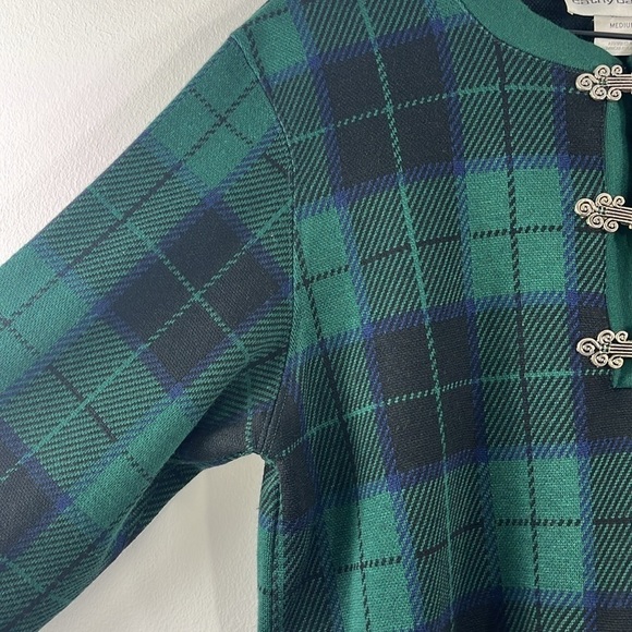 Cathy Daniels Vintage Green Plaid Fancy Metal Buttons Sweater Womens Size M - Picture 5 of 12